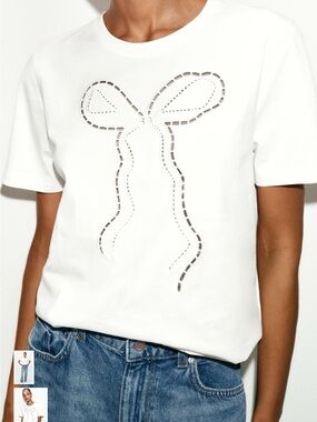 White Bow-Cut out Women's Tee